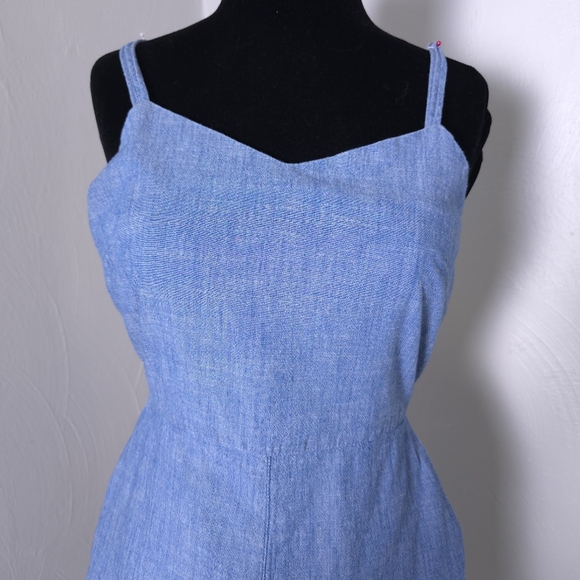 J. Crew Roadrunner Chambray Wide Leg Denim Jumpsuit Size 6 - Picture 2 of 12